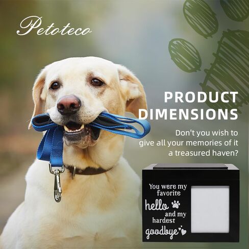 Wooden Pet Urns for Dogs & Cats - Holds Ashes, Fur & Displays Photo, Memorial Keepsake Box with Comforting Quote, Minimalist Home Decor for Pet Loss (Black) in Saudi Arabia