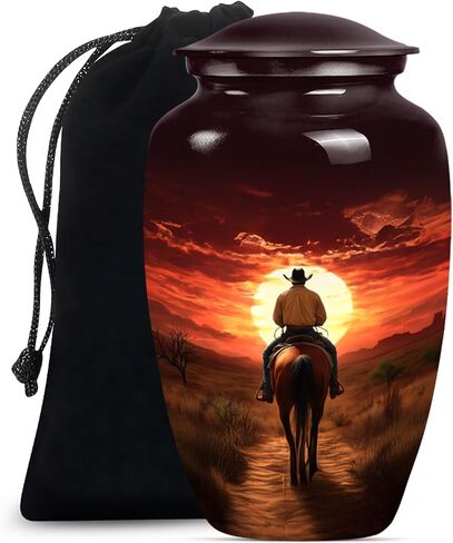 Cowboy Urn for Ashes Adult Male - Large Unique Cremation Urns for Human Ashes - Companion Urns for 2 Adults - Memorial Ash Containers for Men - Urn for Women - 10" Set of 1 in Saudi Arabia