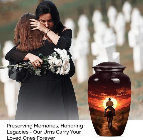 Cowboy Urn for Ashes Adult Male - Large Unique Cremation Urns for Human Ashes - Companion Urns for 2 Adults - Memorial Ash Containers for Men - Urn for Women - 10" Set of 1 in Saudi Arabia
