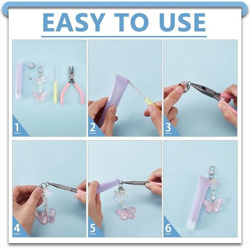 12 قطعة من سلاسل مفاتيح ملمع الشفاه من AHANDMAKER، مجموعة إكسسوارات سحرية لسلسلة المفاتيح DIY مع عقدة فراشة رائعة ولؤلؤ الحب ستار من أجل مستلزمات صناعة سلسلة المفاتيح والحرف اليدوية in Saudi Arabia