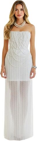 فساتين حفلة موسيقية قصيرة لؤلؤية للنساء بدون حمالات ترتر لامع لحفلات الزفاف وحفلات السهرة in Kuwait