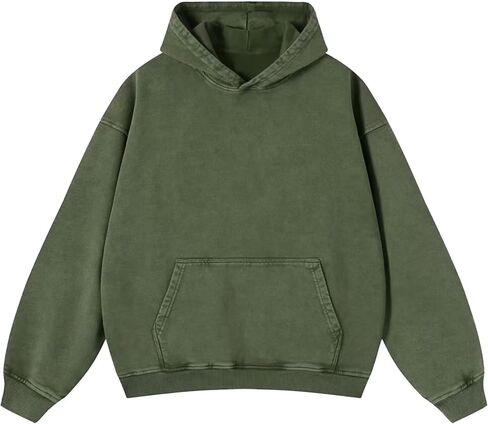 Mens Hoodies Oversized Acid Wash Hoodie Vintage Cotton Sweatshirt Streetwear Pullover Unisex in Saudi Arabia