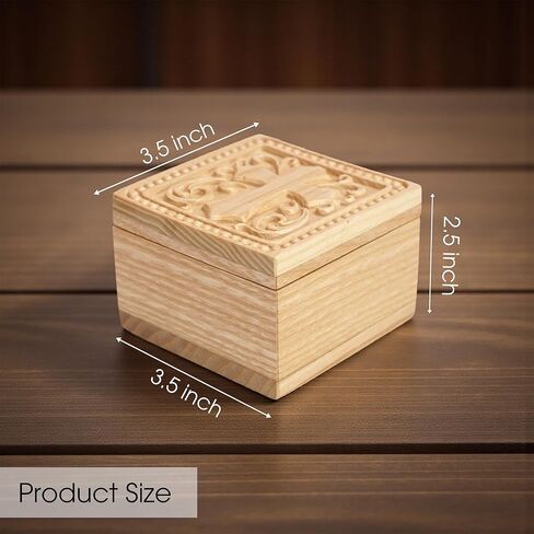 Hand-Carved Wooden Cross Keepsake Box, Natural Solid Wood Christian Gift Box for Rosary, Prayer Cards, Jewelry & Meaningful Faith Gifts for Women, Men, Friends & Loved Ones in Saudi Arabia