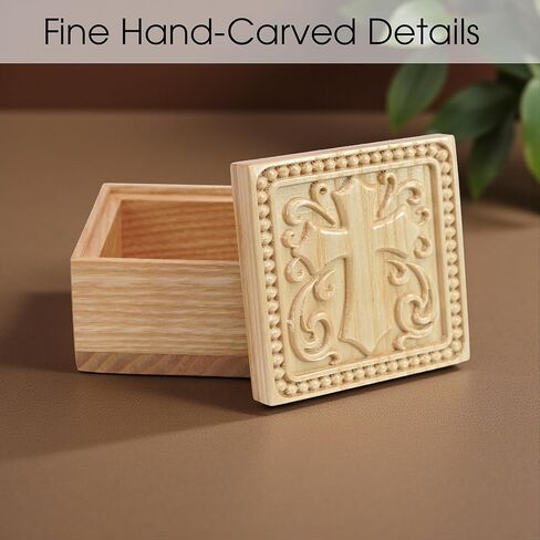 Hand-Carved Wooden Cross Keepsake Box, Natural Solid Wood Christian Gift Box for Rosary, Prayer Cards, Jewelry & Meaningful Faith Gifts for Women, Men, Friends & Loved Ones in Saudi Arabia