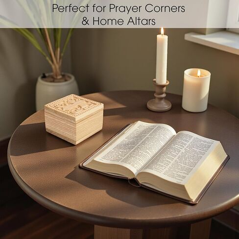 Hand-Carved Wooden Cross Keepsake Box, Natural Solid Wood Christian Gift Box for Rosary, Prayer Cards, Jewelry & Meaningful Faith Gifts for Women, Men, Friends & Loved Ones in Saudi Arabia