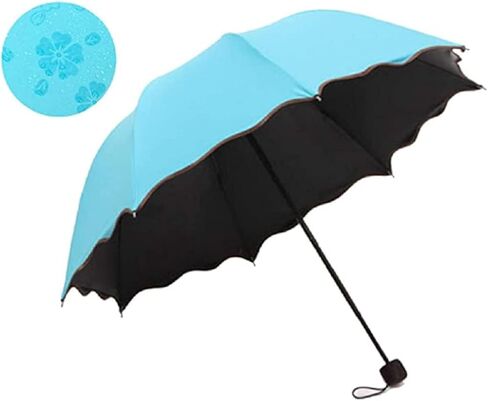 WENDIN Travel Foldable compact Umbrellas Sun rain Umbrellas parasol with Met Water blomssom blooming material in Kuwait