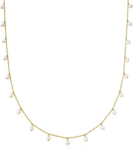 Pure Collection by Ross-Simons 2.5-3mm Cultured Pearl Necklace in 14kt Yellow Gold in Saudi Arabia