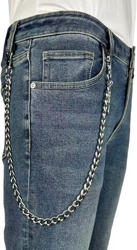 KALHE Gothic Silver Chain Wallet Chain with Cross Pendant, Stainless Steel Pants Chain, Decorative Jean Chain Accessory in Saudi Arabia
