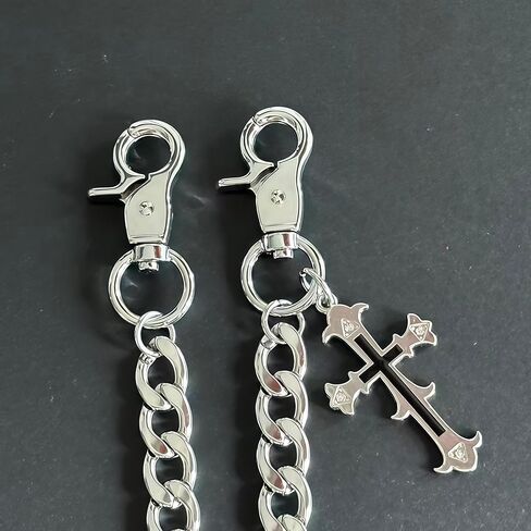 KALHE Gothic Silver Chain Wallet Chain with Cross Pendant, Stainless Steel Pants Chain, Decorative Jean Chain Accessory in Saudi Arabia