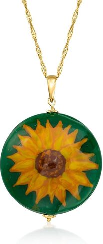 Ross-Simons Italian Multicolored Murano Glass Sunflower Pendant Necklace in 18kt Gold Over Sterling in Saudi Arabia