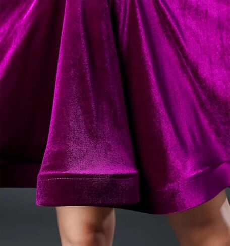 Girls Latin Dance Dress, Child Long Sleeve Velvet Competition Clothes Salsa Ballroom Tango Show Dresses in Saudi Arabia