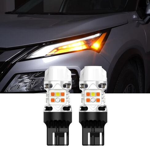 LASFIT T3 7443 Switchback LED Bulb for 2023 2024 2025 Chevy Colorado, No Flash 7444 LED Front Turn Signal Light Parking Light 7444NA Built in Resistor 100% Error Free White Amber(2pcs) in Saudi Arabia