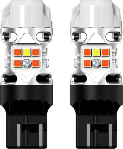LASFIT T3 7443 Switchback LED Bulb for 2023 2024 2025 Chevy Colorado, No Flash 7444 LED Front Turn Signal Light Parking Light 7444NA Built in Resistor 100% Error Free White Amber(2pcs) in Saudi Arabia