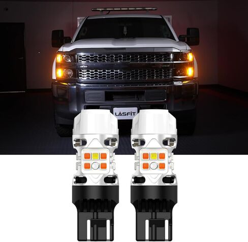 LASFIT T3 7443 Switchback LED Bulb for 2023 2024 2025 Chevy Colorado, No Flash 7444 LED Front Turn Signal Light Parking Light 7444NA Built in Resistor 100% Error Free White Amber(2pcs) in Saudi Arabia