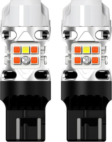 LASFIT T3 7443 Switchback LED Bulb for 2023 2024 2025 Chevy Colorado, No Flash 7444 LED Front Turn Signal Light Parking Light 7444NA Built in Resistor 100% Error Free White Amber(2pcs) in Saudi Arabia