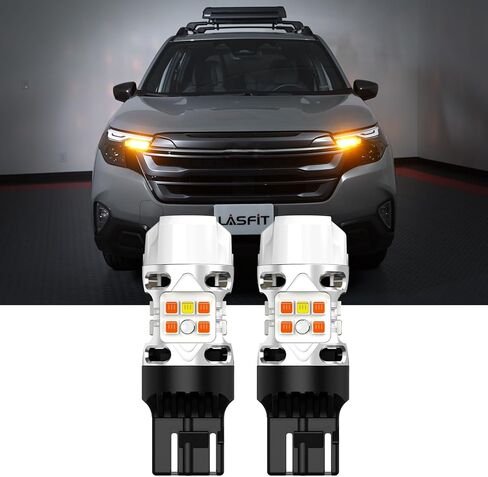 LASFIT T3 7443 Switchback LED Bulb for 2023 2024 2025 Chevy Colorado, No Flash 7444 LED Front Turn Signal Light Parking Light 7444NA Built in Resistor 100% Error Free White Amber(2pcs) in Saudi Arabia