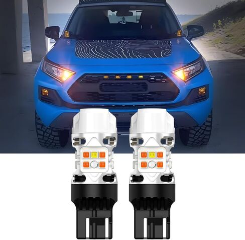 LASFIT T3 7443 Switchback LED Bulb for 2023 2024 2025 Chevy Colorado, No Flash 7444 LED Front Turn Signal Light Parking Light 7444NA Built in Resistor 100% Error Free White Amber(2pcs) in Saudi Arabia