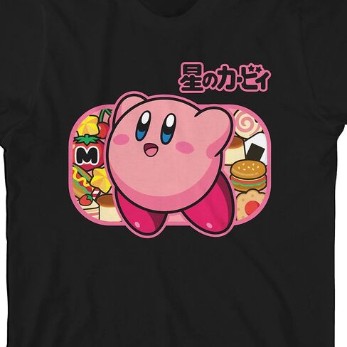 Kirby Floating Character Crew Neck Short Sleeve Boy's Black T-Shirt in Saudi Arabia