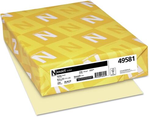Neenah Paper 49581 مخزون بطاقة فهرس دقيق ، 110 رطل ، 8 1/2 × 11 ، العاج ، 250 ورقة in Kuwait