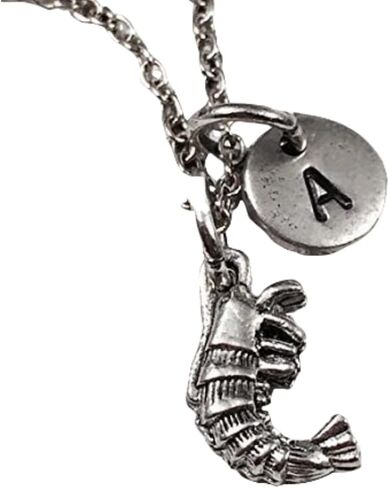 Shrimp charm necklace, ocean necklace, personalized necklace, initial, shrimp in Saudi Arabia