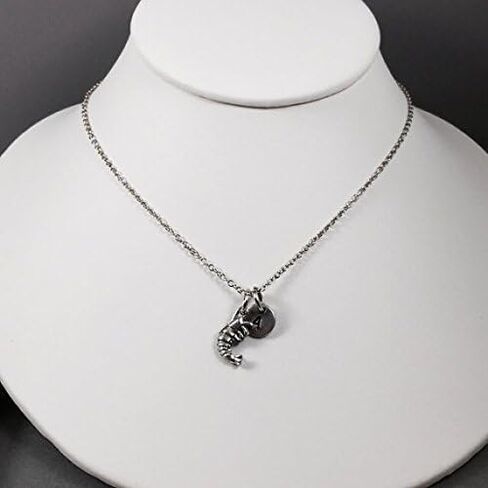 Shrimp charm necklace, ocean necklace, personalized necklace, initial, shrimp in Saudi Arabia