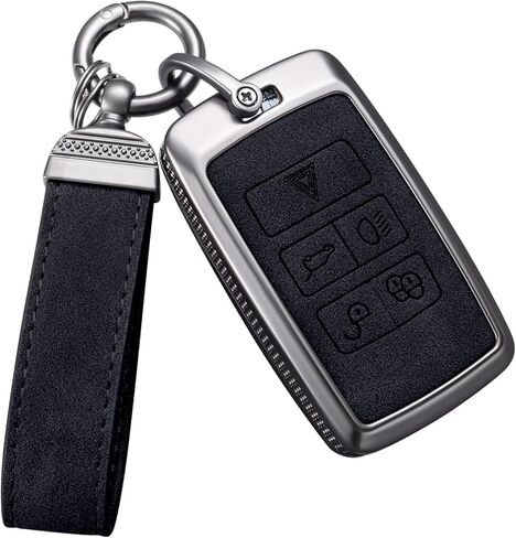 YO&YOYE for Land Rover Key Fob Cover with Keychain Leather Key Case Protector Compatible with Land Rover Vogue Range Discovery Rover Sport (Model2, Brown) in Kuwait