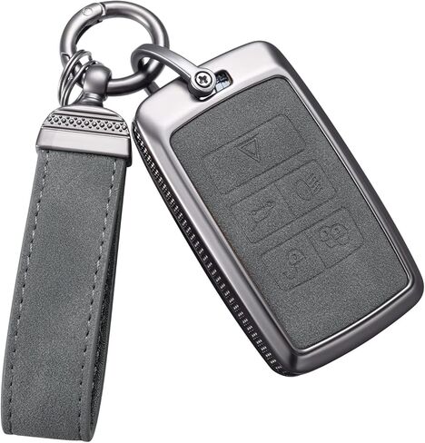 YO&YOYE for Land Rover Key Fob Cover with Keychain Leather Key Case Protector Compatible with Land Rover Vogue Range Discovery Rover Sport (Model2, Brown) in Kuwait