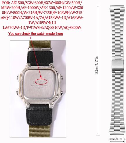 18mm Replacement Band Compatible with Casio A158WA A168WA-1 Vintage Three-link Bracelet Foldover Clasp Closure Stainless Steel Watch Strap in Saudi Arabia