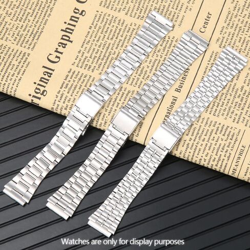 18mm Replacement Band Compatible with Casio A158WA A168WA-1 Vintage Three-link Bracelet Foldover Clasp Closure Stainless Steel Watch Strap in Saudi Arabia