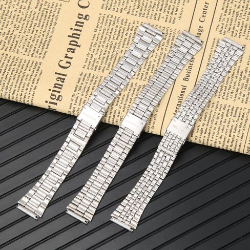 18mm Replacement Band Compatible with Casio A158WA A168WA-1 Vintage Three-link Bracelet Foldover Clasp Closure Stainless Steel Watch Strap in Saudi Arabia