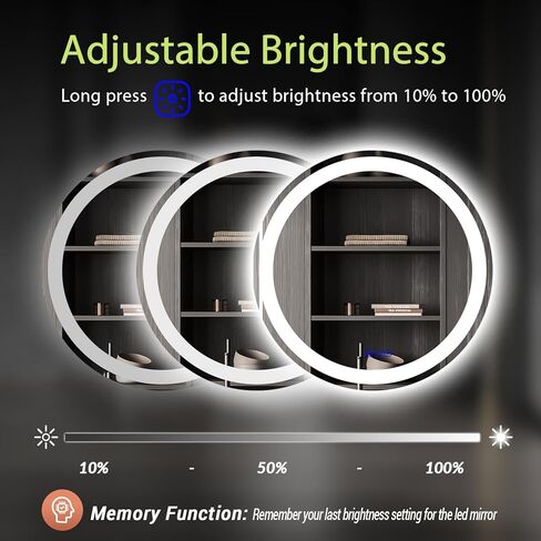 LED Bathroom Mirror 24"x32" Single Color 6000K,Super Bright,LED Mirror for Bathroom Lighted for Wall-Mounted Vanity Mirror with Front Light Anti-Fog,Shatterproof,Non-Touchscreen Switch in Saudi Arabia