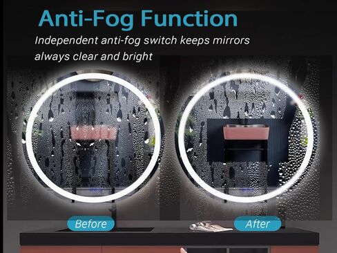 LED Bathroom Mirror 24"x32" Single Color 6000K,Super Bright,LED Mirror for Bathroom Lighted for Wall-Mounted Vanity Mirror with Front Light Anti-Fog,Shatterproof,Non-Touchscreen Switch in Saudi Arabia