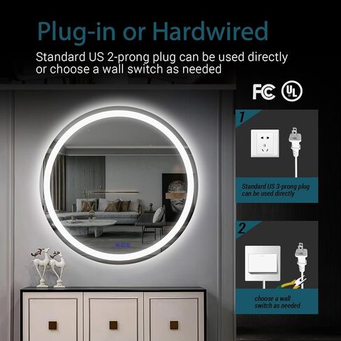 LED Bathroom Mirror 24"x32" Single Color 6000K,Super Bright,LED Mirror for Bathroom Lighted for Wall-Mounted Vanity Mirror with Front Light Anti-Fog,Shatterproof,Non-Touchscreen Switch in Saudi Arabia