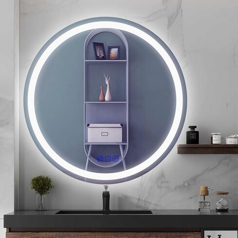 LED Bathroom Mirror 24"x32" Single Color 6000K,Super Bright,LED Mirror for Bathroom Lighted for Wall-Mounted Vanity Mirror with Front Light Anti-Fog,Shatterproof,Non-Touchscreen Switch in Saudi Arabia