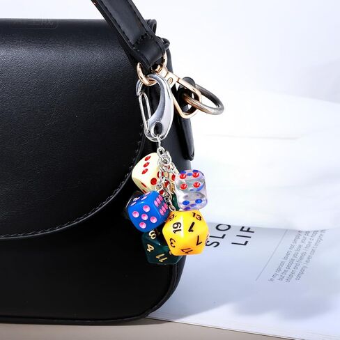 Mabor Dice Keychain - Acrylic Alloy Colorful Y2k Cute Charm for Bags, Purse Charms Accessories in Saudi Arabia