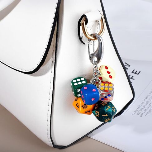 Mabor Dice Keychain - Acrylic Alloy Colorful Y2k Cute Charm for Bags, Purse Charms Accessories in Saudi Arabia
