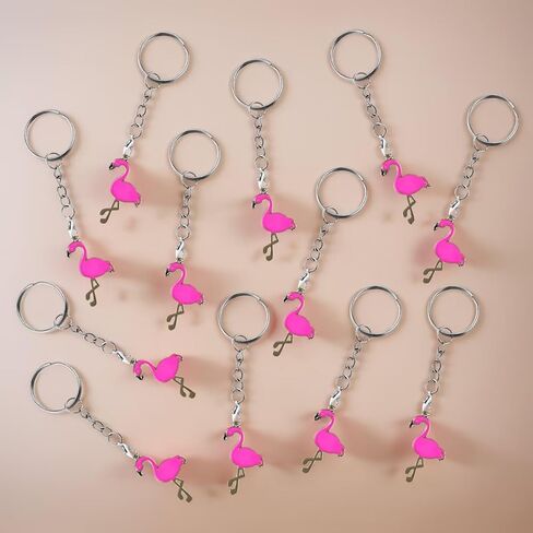 12 Set Flamingo Keychain with Thank You Tags Organza Bag Pink Flamingo Charm Keychain for Wedding Bridal Guest Gifts in Saudi Arabia