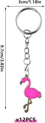 12 Set Flamingo Keychain with Thank You Tags Organza Bag Pink Flamingo Charm Keychain for Wedding Bridal Guest Gifts in Saudi Arabia
