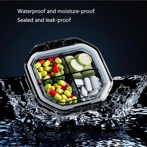 Travel Pill Organizer 4 Compartments and 6 Compartments,Small Pill Box,Compact Daily Pill Case for Vitamin, Cod Liver Oil, Supplement,Slim BPA-Free Medicine Container,Pocket Pill Box for Elderly in Saudi Arabia
