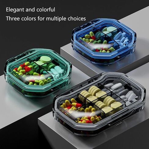 Travel Pill Organizer 4 Compartments and 6 Compartments,Small Pill Box,Compact Daily Pill Case for Vitamin, Cod Liver Oil, Supplement,Slim BPA-Free Medicine Container,Pocket Pill Box for Elderly in Saudi Arabia