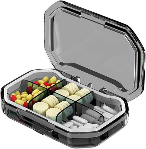 Travel Pill Organizer 4 Compartments and 6 Compartments,Small Pill Box,Compact Daily Pill Case for Vitamin, Cod Liver Oil, Supplement,Slim BPA-Free Medicine Container,Pocket Pill Box for Elderly in Saudi Arabia