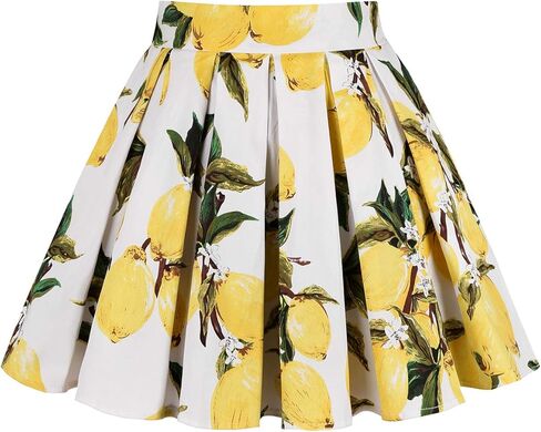 MINTLIMIT 1950's Vintage Pleated Skirt A-line Retro Floral Printed Mini Skirts with Pockets in Saudi Arabia