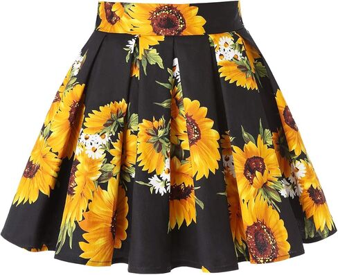 MINTLIMIT 1950's Vintage Pleated Skirt A-line Retro Floral Printed Mini Skirts with Pockets in Saudi Arabia