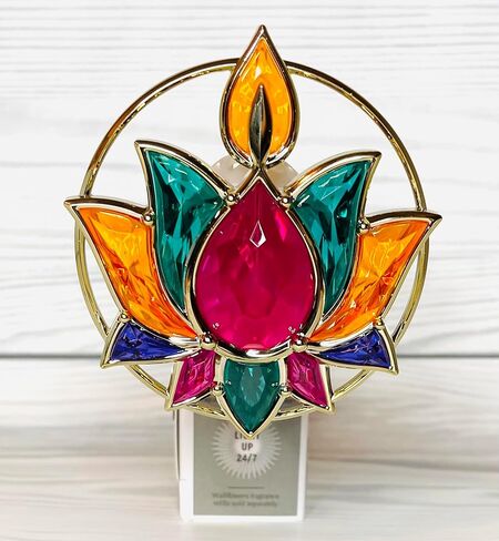 Bath and Body Works Diwali Lotus Flower Red, Green, And Purple Jeweled with Gold Nightlight Wallflowers Fragrance Plug in Saudi Arabia