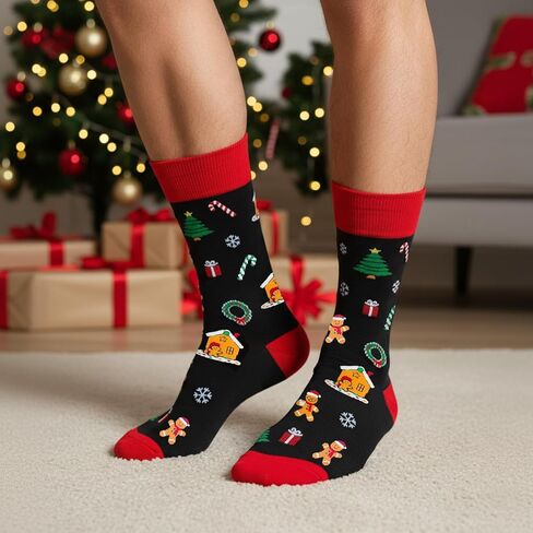 Funny Christmas Socks for Men Women Teen Boys - Time to Get Baked Gingerbread Fun Novelty Funky Crazy Cool Cute Crew Socks Gift Ideas - Gag Unique Holiday Christmas Xmas Sant Gifts Stocking Stuffers in Saudi Arabia