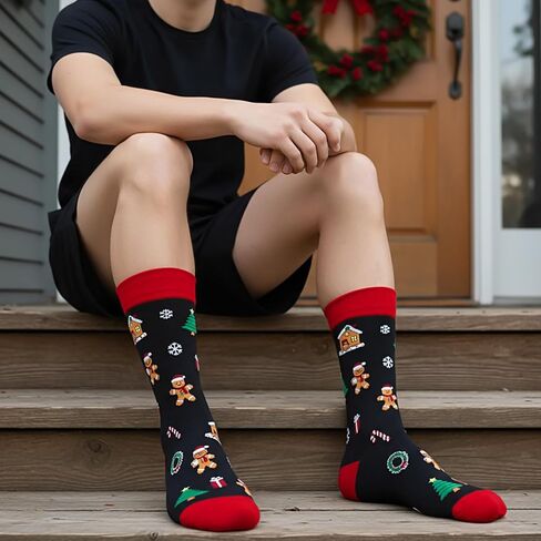 Funny Christmas Socks for Men Women Teen Boys - Time to Get Baked Gingerbread Fun Novelty Funky Crazy Cool Cute Crew Socks Gift Ideas - Gag Unique Holiday Christmas Xmas Sant Gifts Stocking Stuffers in Saudi Arabia