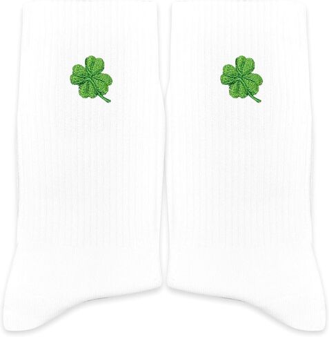 Four Leaf Clover Embroidered Socks-Gifts for Birthday, St Patrick's Day, Christmas, etc.,Good Luck Socks. in Saudi Arabia