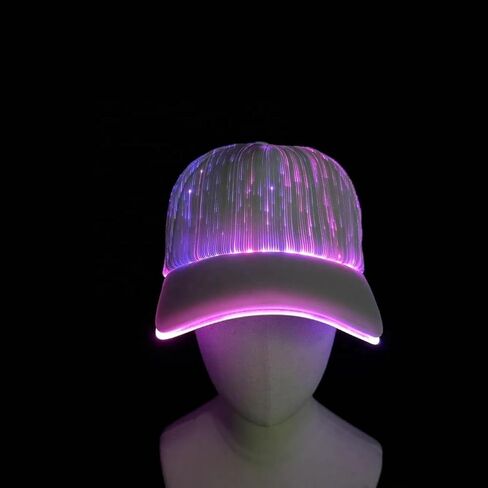 USB Charging Light up Fiber Optic Hat LED Hat with 7 Colors Luminous Glowing EDC Baseball Cap White in Saudi Arabia