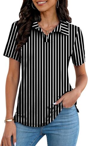 MK Shop Limited Polo Shirts for Women Business Casual Work Lapel Collared Tops V Neck Summer Golf Polos Tunic Blouse in Kuwait