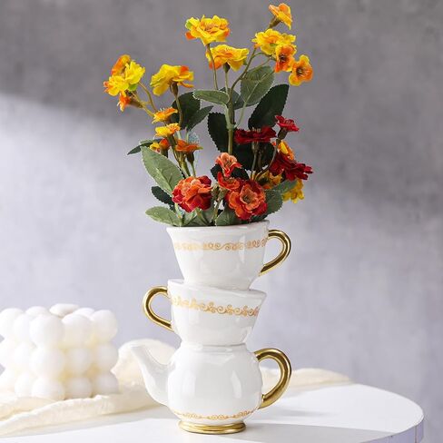 Tioncy Mini Teacup Bud Vase 5" Wonderland Tea Party Decorations Antique Vintage Kitchen Decor Whimsy Ceramic Vase Tea Party Favor for Wedding Gift Birthday Bridal Showers Home(1 Pcs) in Saudi Arabia
